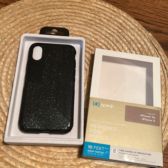 Speck Clear Glitter Black Phone case Cover iPhone Xs/X - Picture 2 of 5
